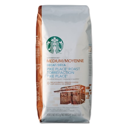 Starbucks Coffee, Ground, Pike Place Decaf, 1lb Ba 011029358